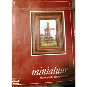 Vintage Lanarte Miniature Cross-Stich Kit Windmill 2.5" X 3.25" #33531 Complete